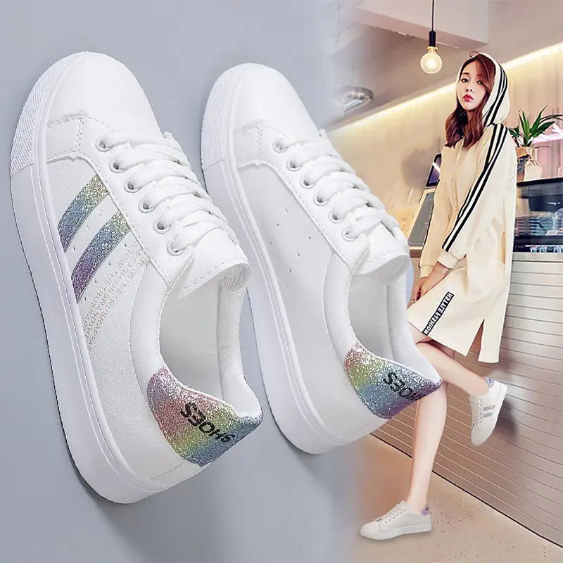 Rainbow Stripe Casual Trainers