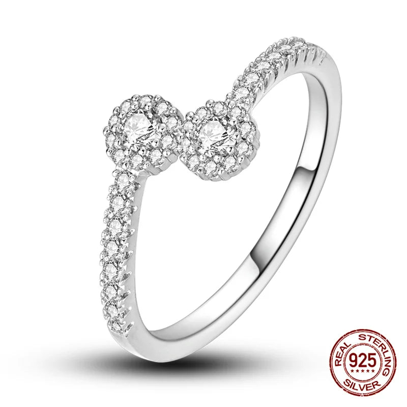Double Halo Silver Ring