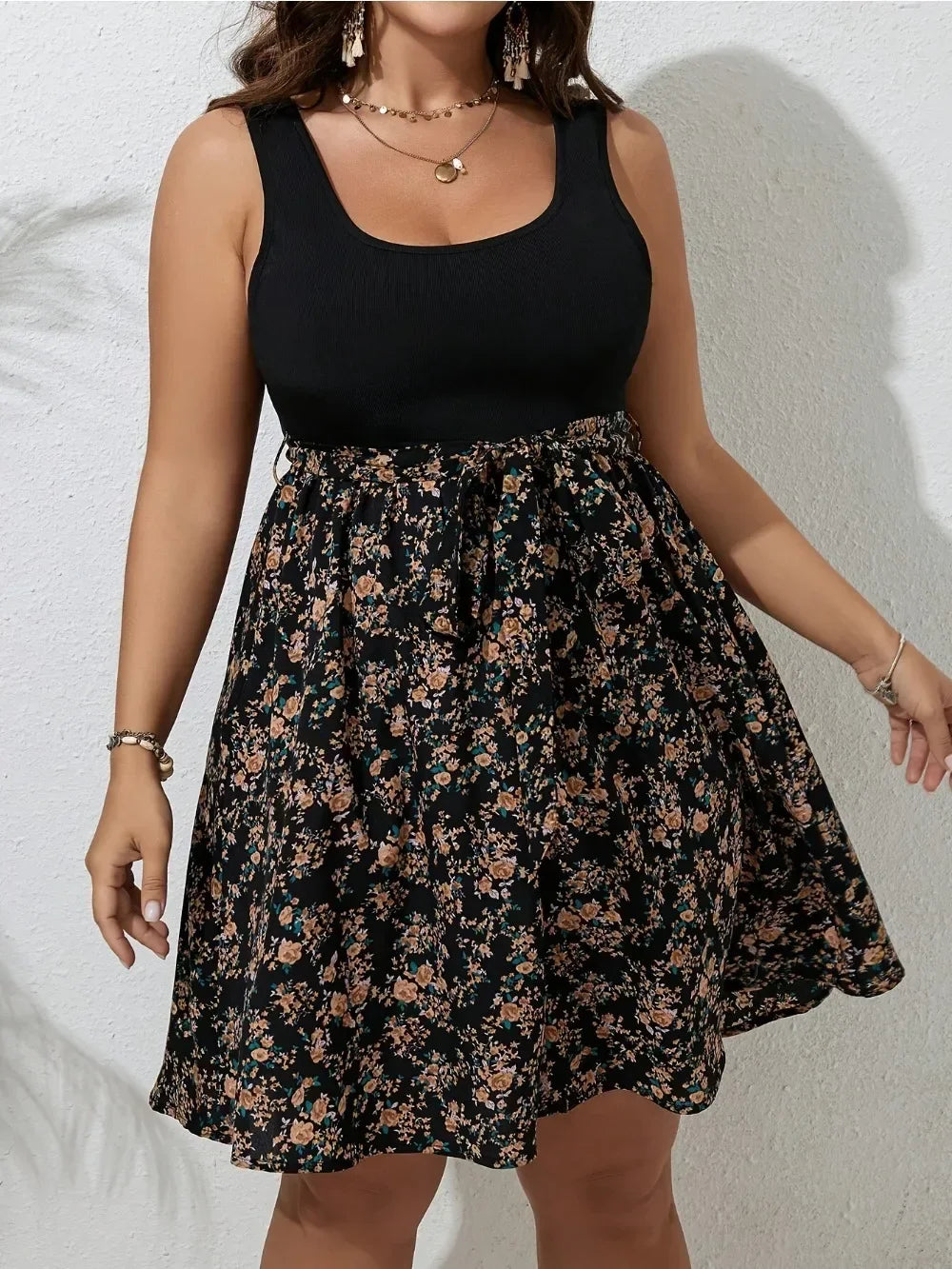 Curve Summer Sleeveless Floral Casual Dress