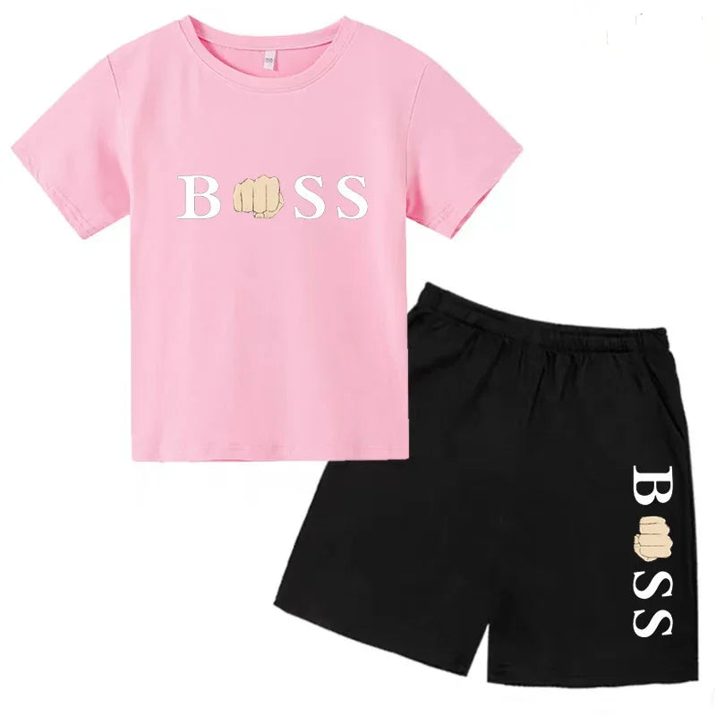 Kids Boss Inspired T-Shirt & Shorts Set