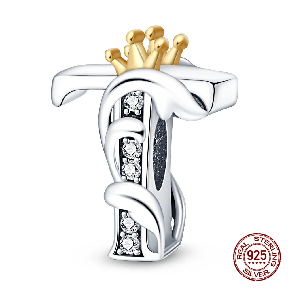 Silver Classic Crown A-Z Letter Charms