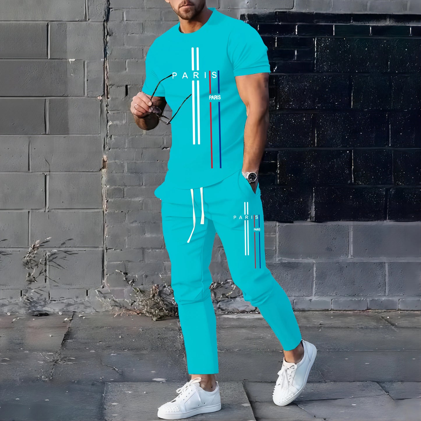 Men's Paris Style T-shirt & Pants Set