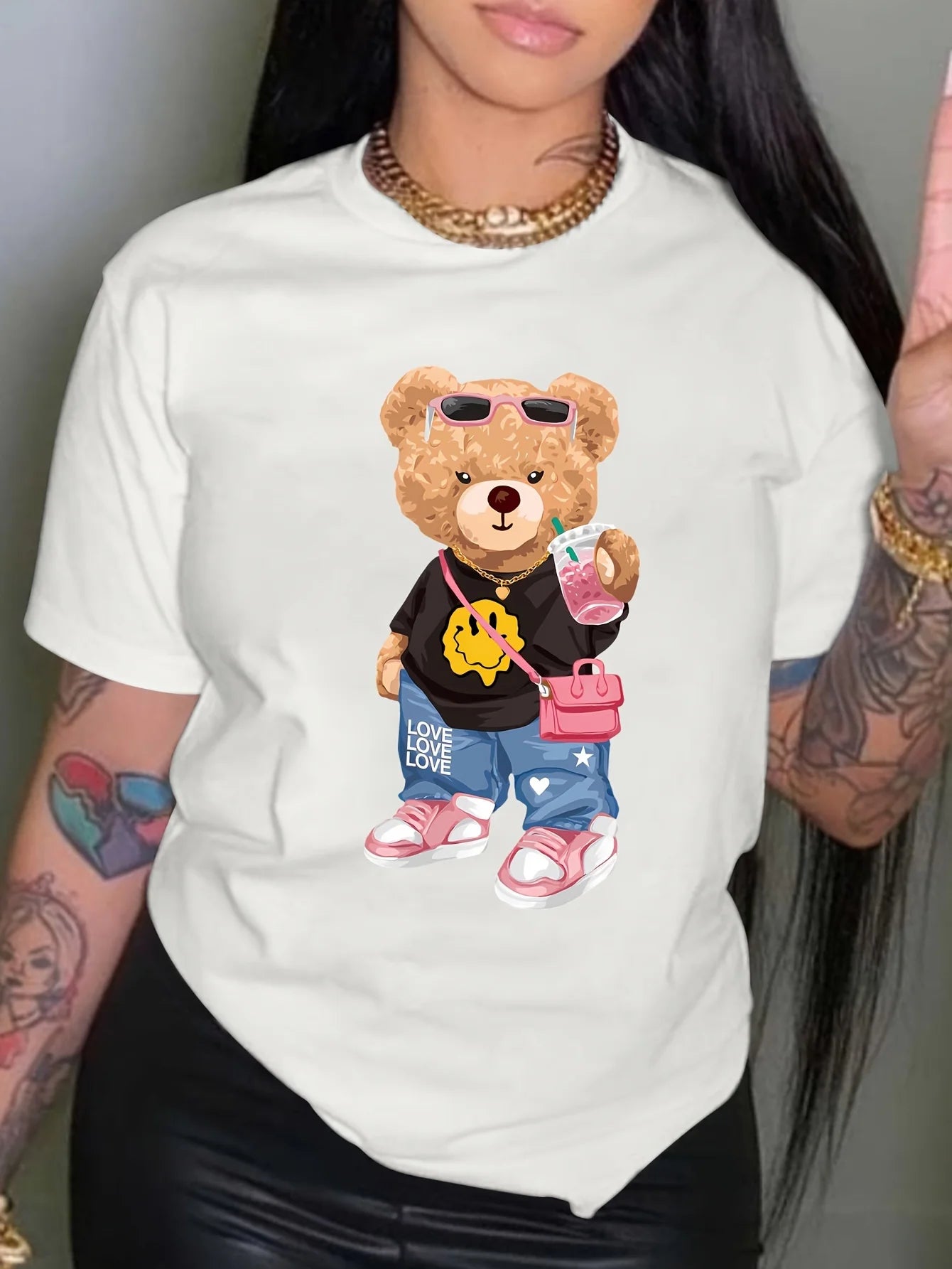 Cool Little Bear Print T-Shirt
