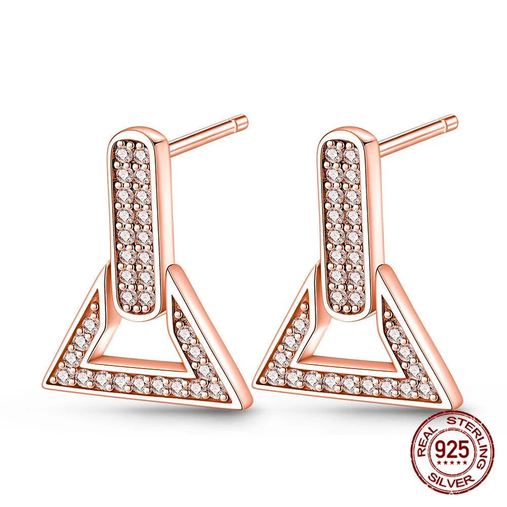 Silver Triangle Shape Studded Earrings