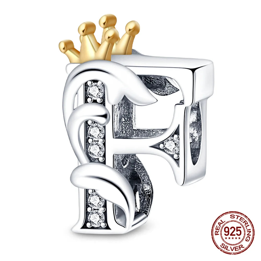 Silver Classic Crown A-Z Letter Charms