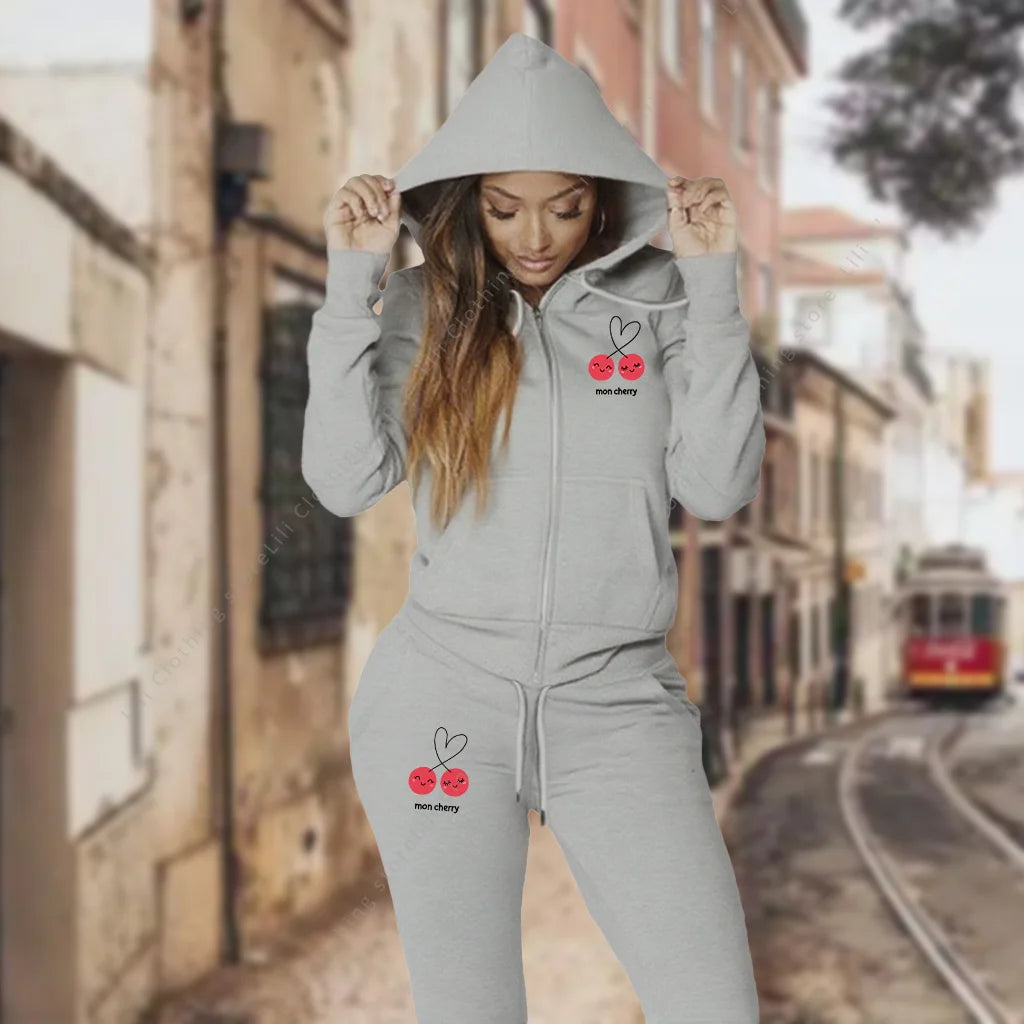 Mon-Cherry Zip Up Hooded Tracksuit