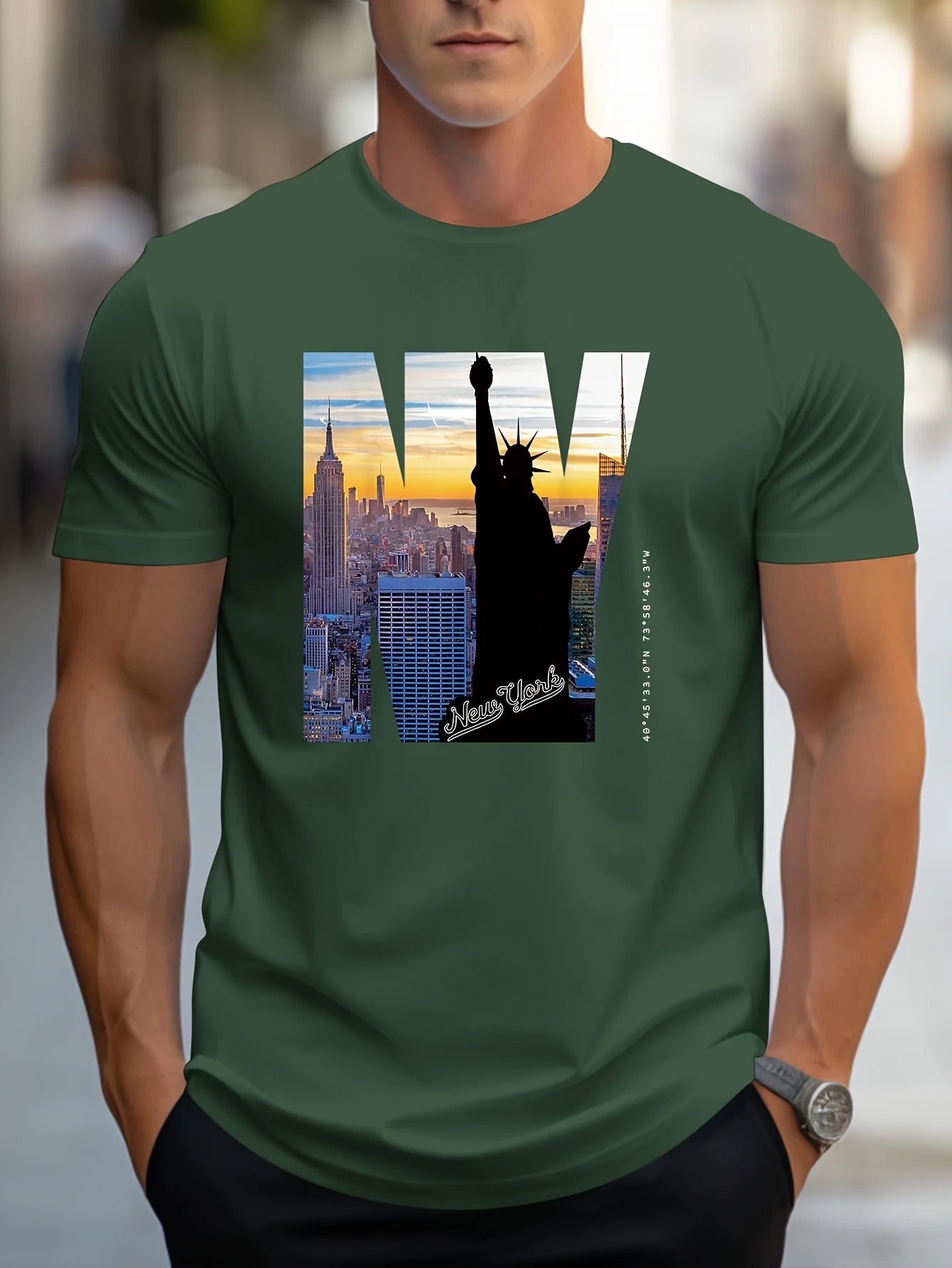 Men's Loose Fit NY Graphic Print T-shirt
