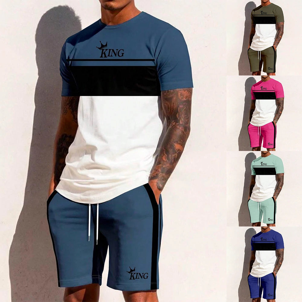 Men’s King Striped Top & Shorts Set
