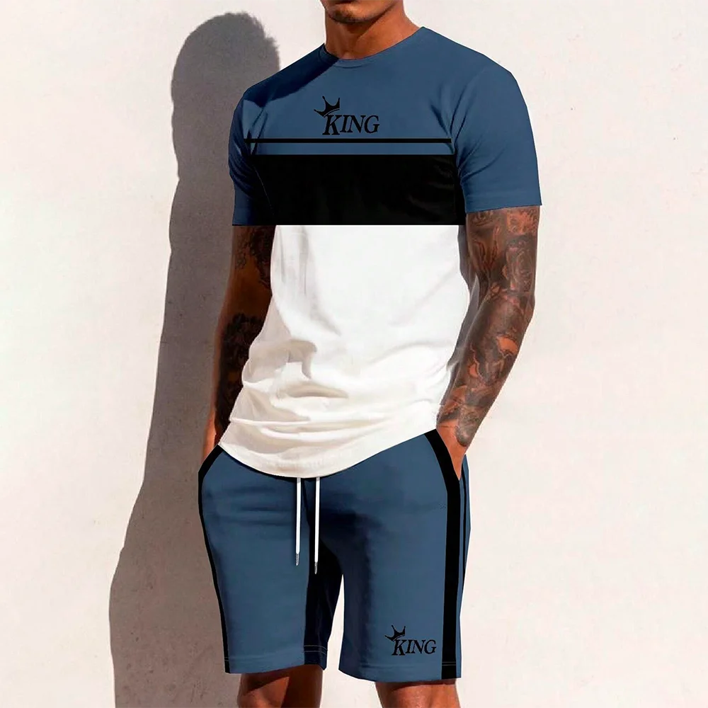 Men’s King Striped Top & Shorts Set