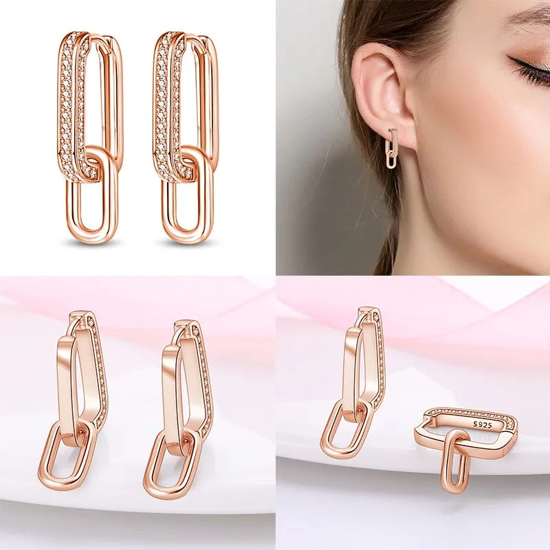 Silver Simple Link Style Earrings