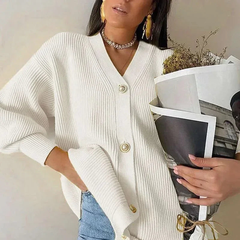 Oversized Pearl Button Cardigan