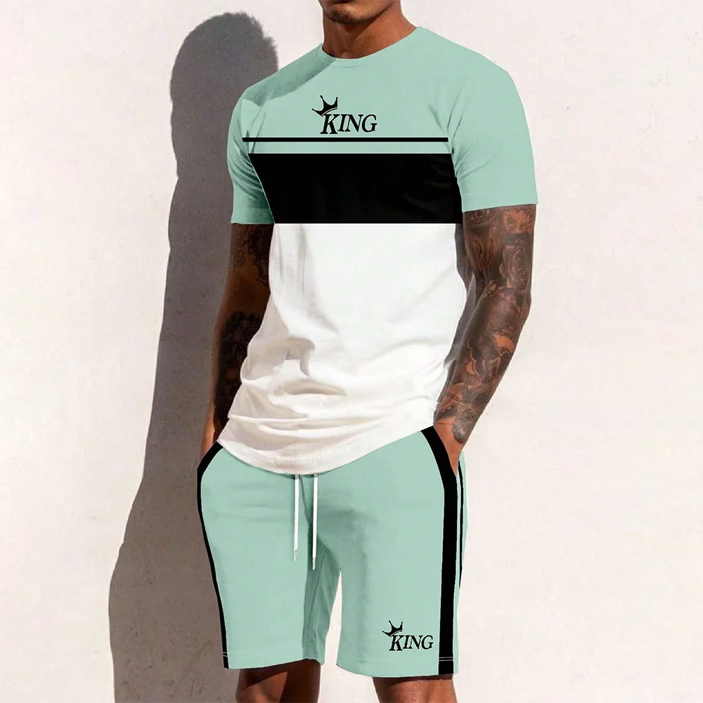 Men’s King Striped Top & Shorts Set