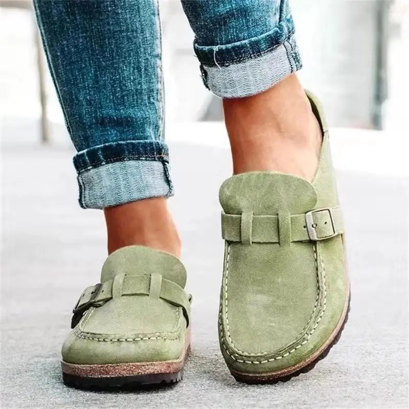Retro Suede Cork Mule Style Shoes