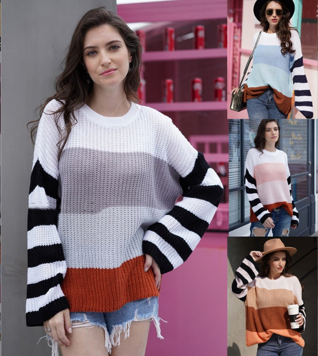 Oversized Stripe Colour contrast Sweater