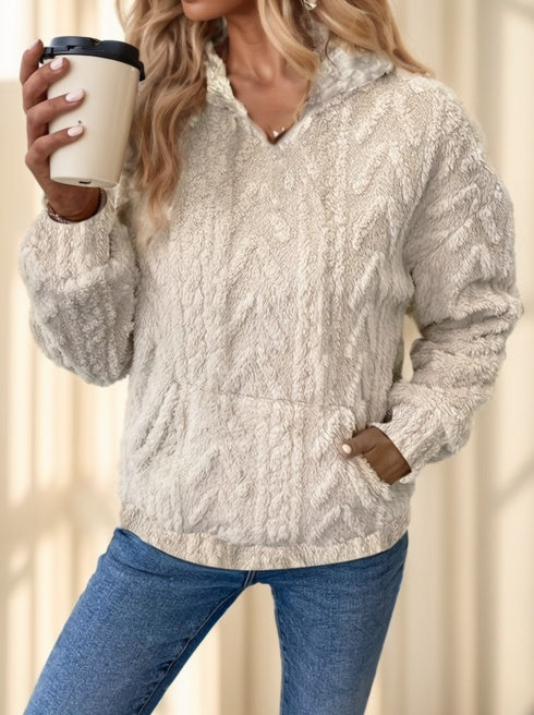 Teddy Bear Fleece Style Textured Hoodie