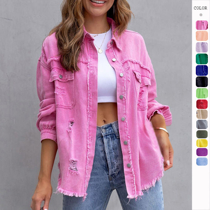Ripped Spring Shirt Jacket