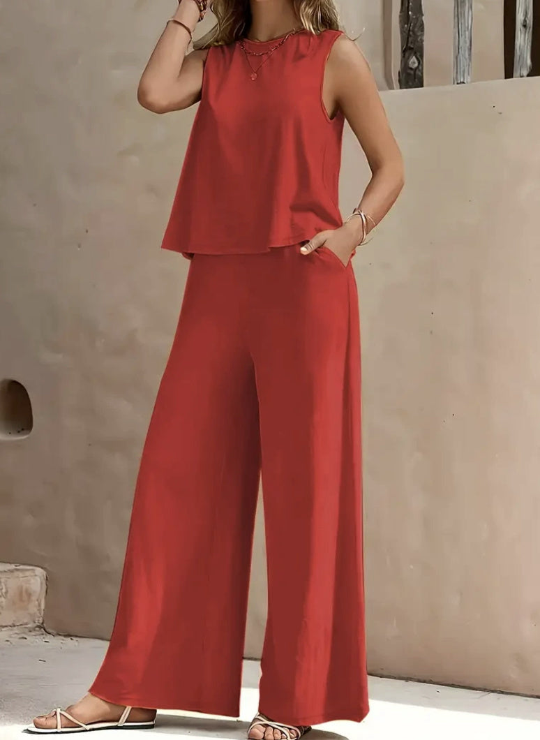 Elegant Spring Full Trouser & Vest Top Set