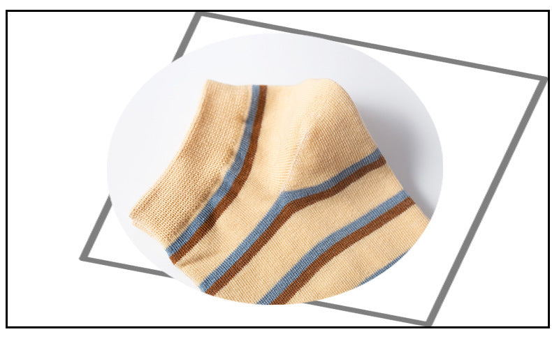 Plaid Sweet Blue Boat Socks Cotton College