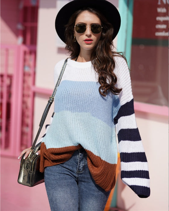 Oversized Stripe Colour contrast Sweater