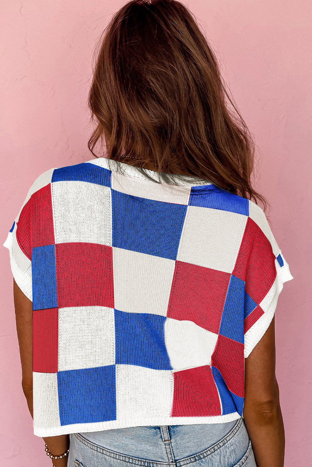 Colour Blocks Cap Sleeve Sweater