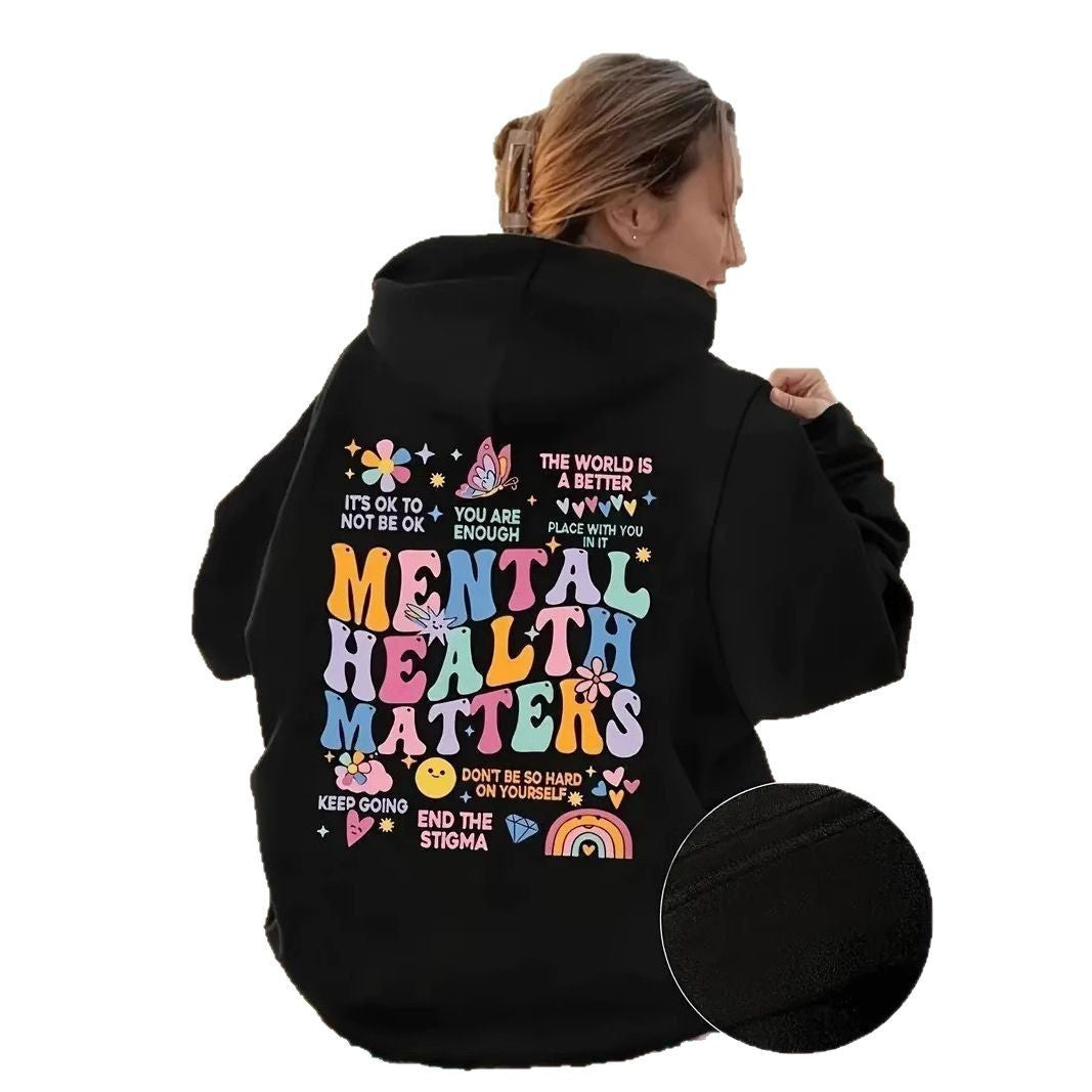 Mental Health Slogan Printed Sweater