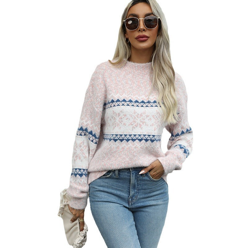 Christmas Half Turtleneck Snowflake Sweater