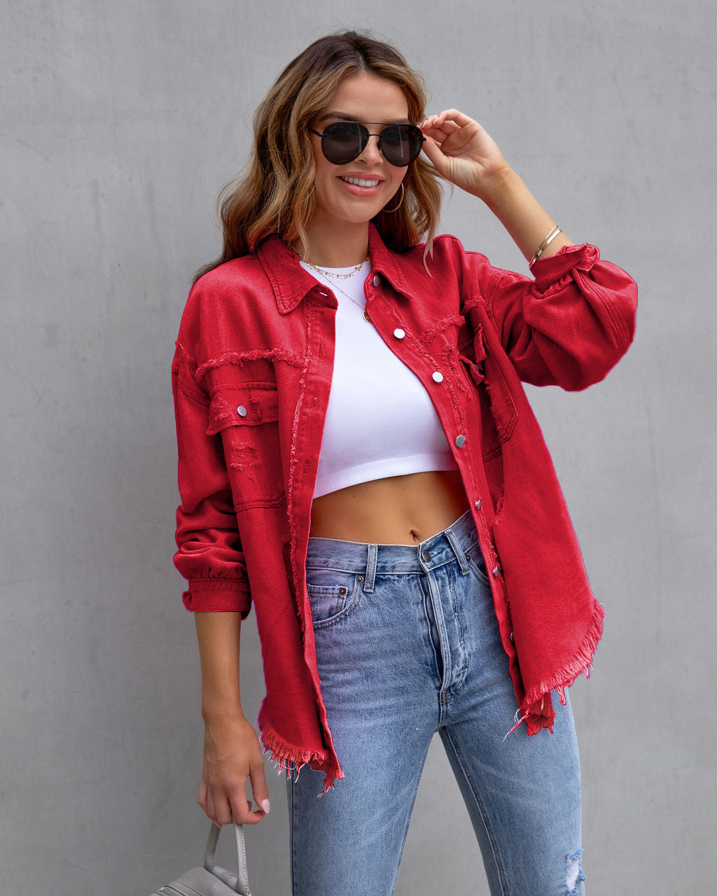 Ripped Spring Shirt Jacket