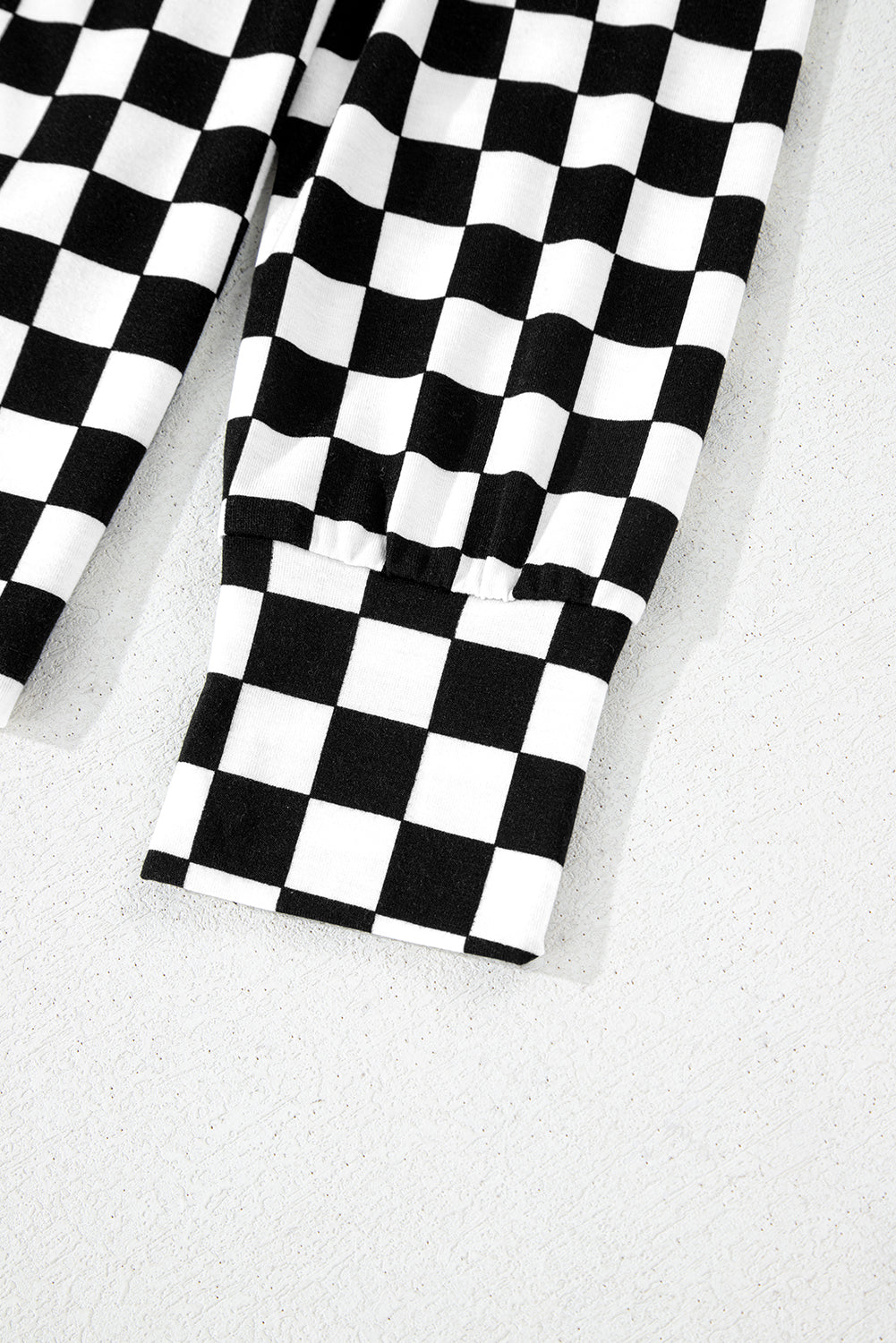 Checkered Print Long Sleeve Top and Pants Lounge Set