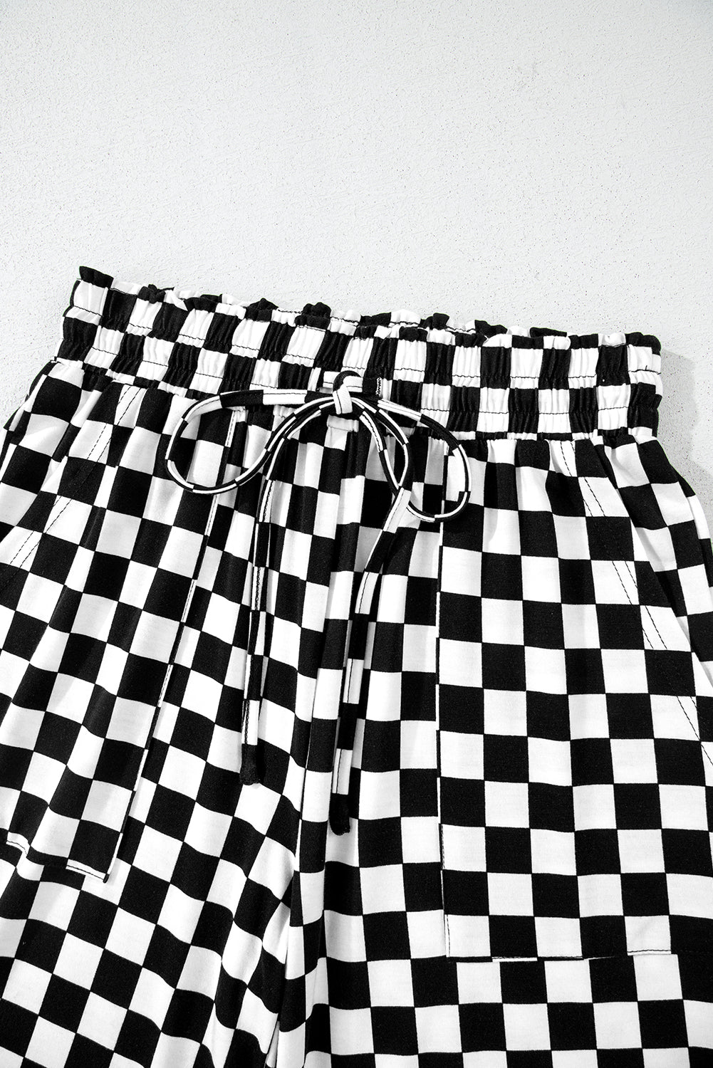Checkered Print Long Sleeve Top and Pants Lounge Set