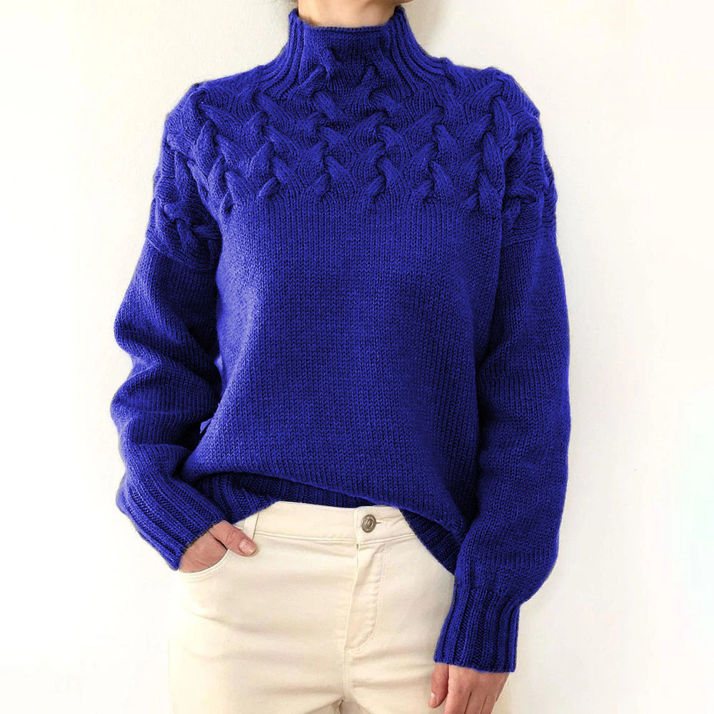 Cable Woven Detail High Collar Sweater