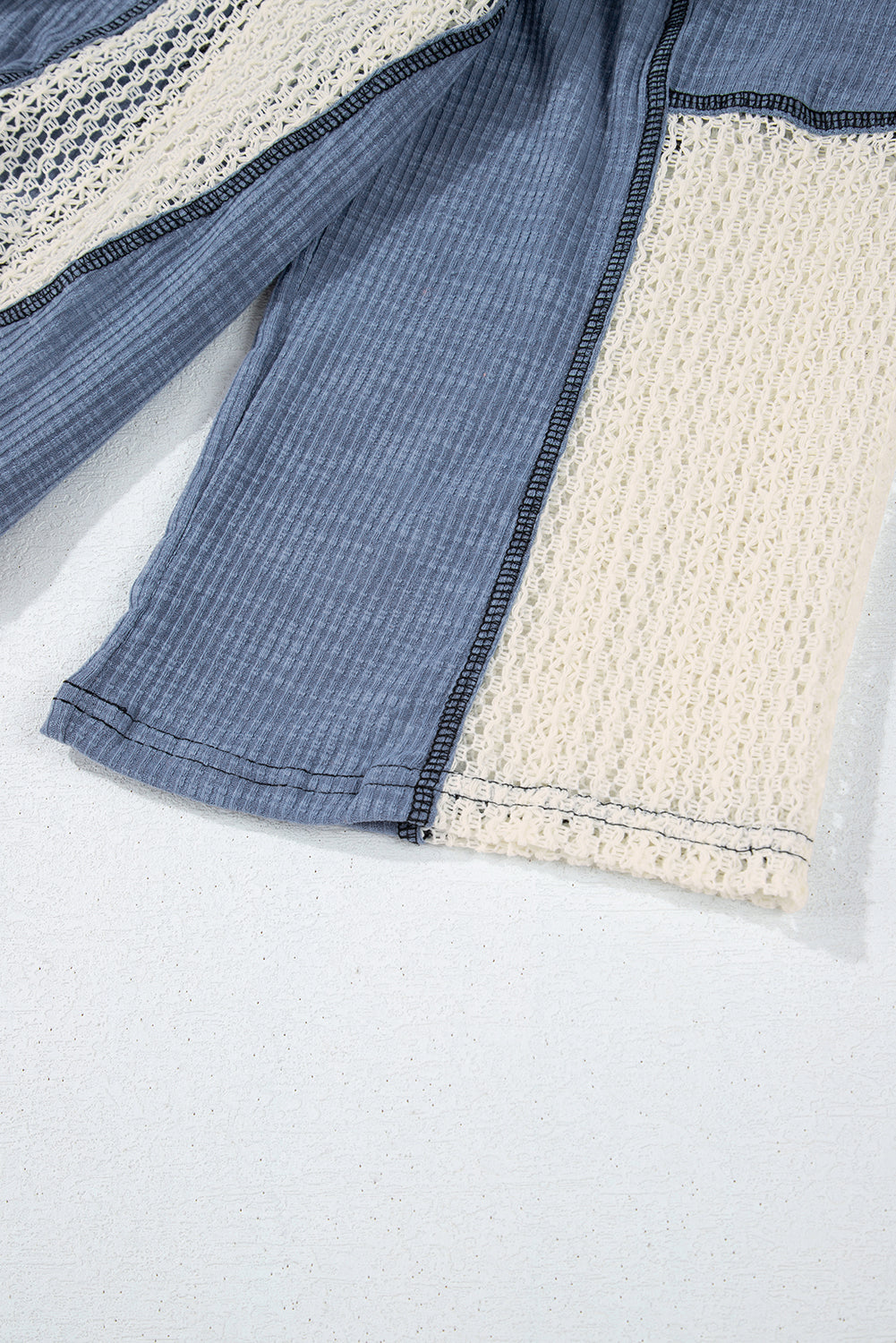 Crochet Detail Exposed Seam High Low Loose Top