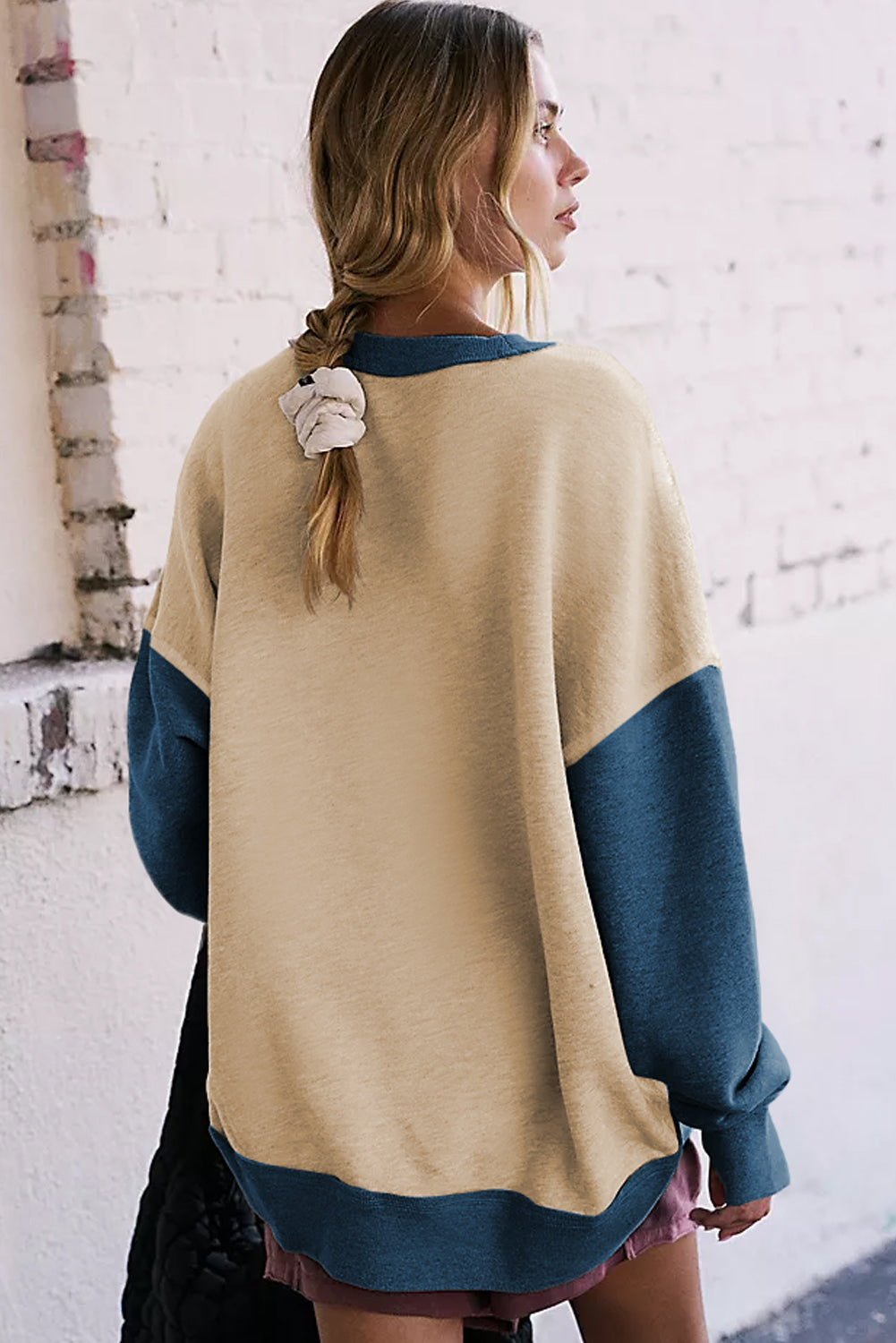 Thumbhole Sleeve Drop Shoulder Sweatshirt
