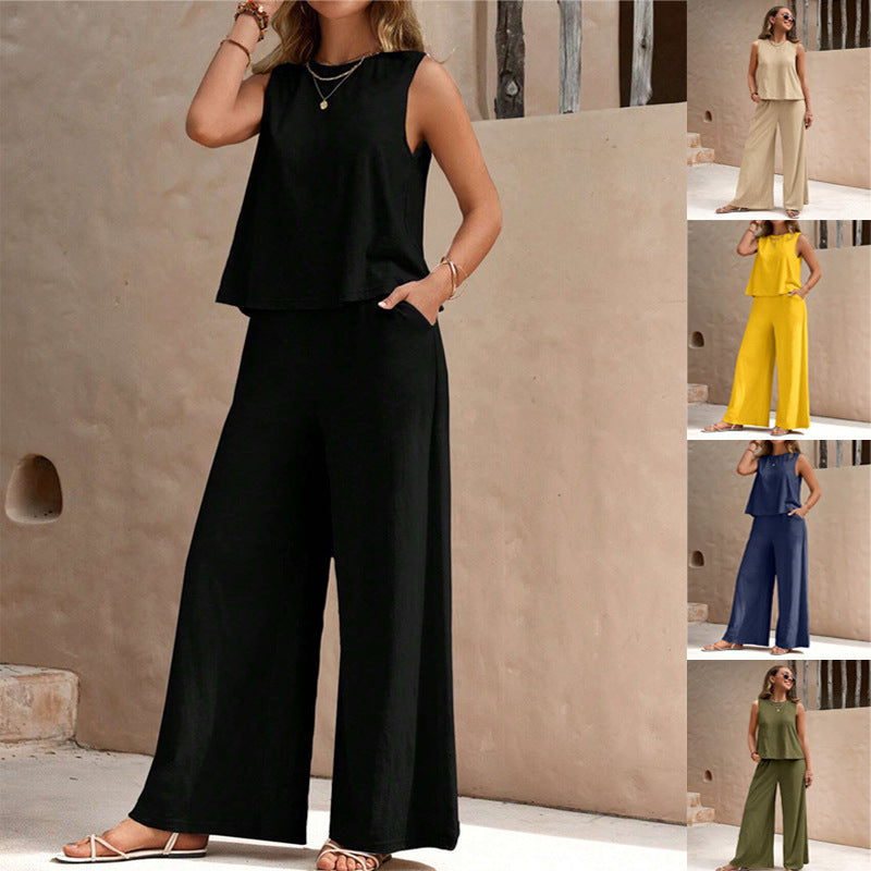 Elegant Spring Full Trouser & Vest Top Set
