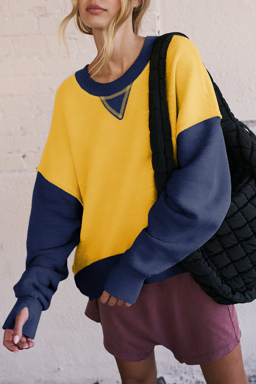 Thumbhole Sleeve Drop Shoulder Sweatshirt