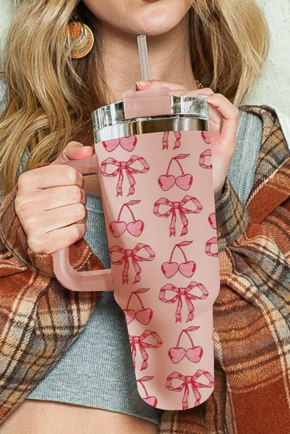 Bowknot Stylish Large Tumbler with Handle 40oz