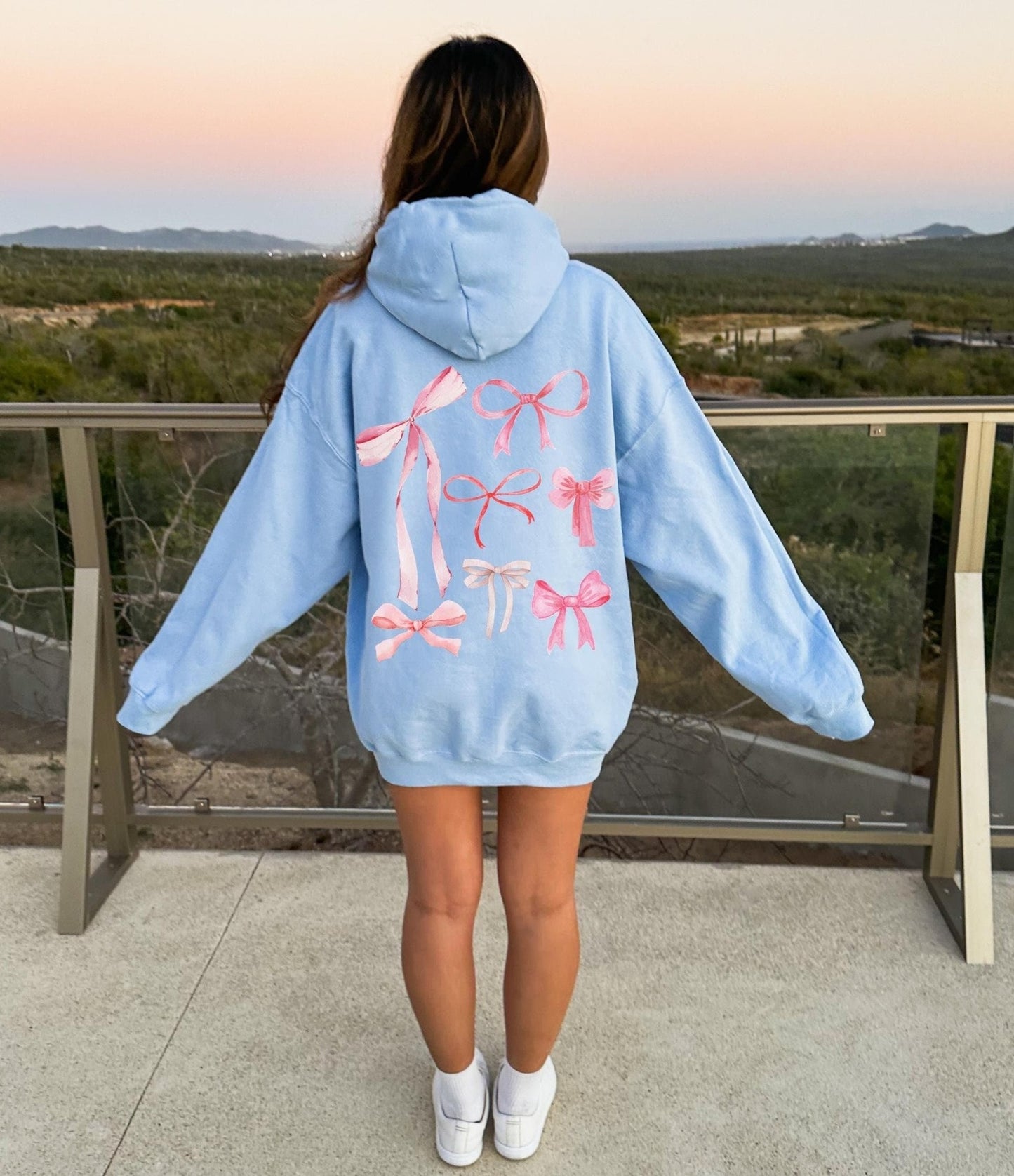 Bow Print Oversized Hoodies