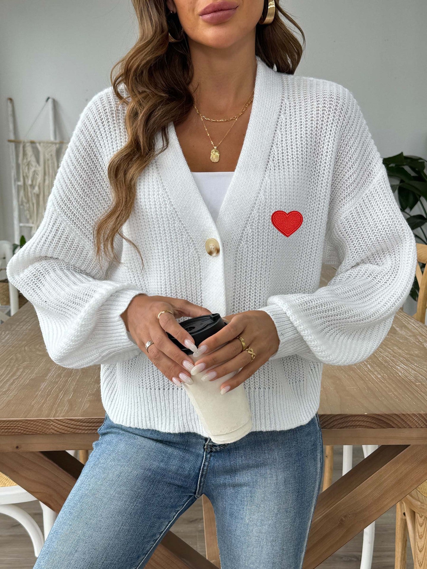 Woven Love Heart Short Cardigan