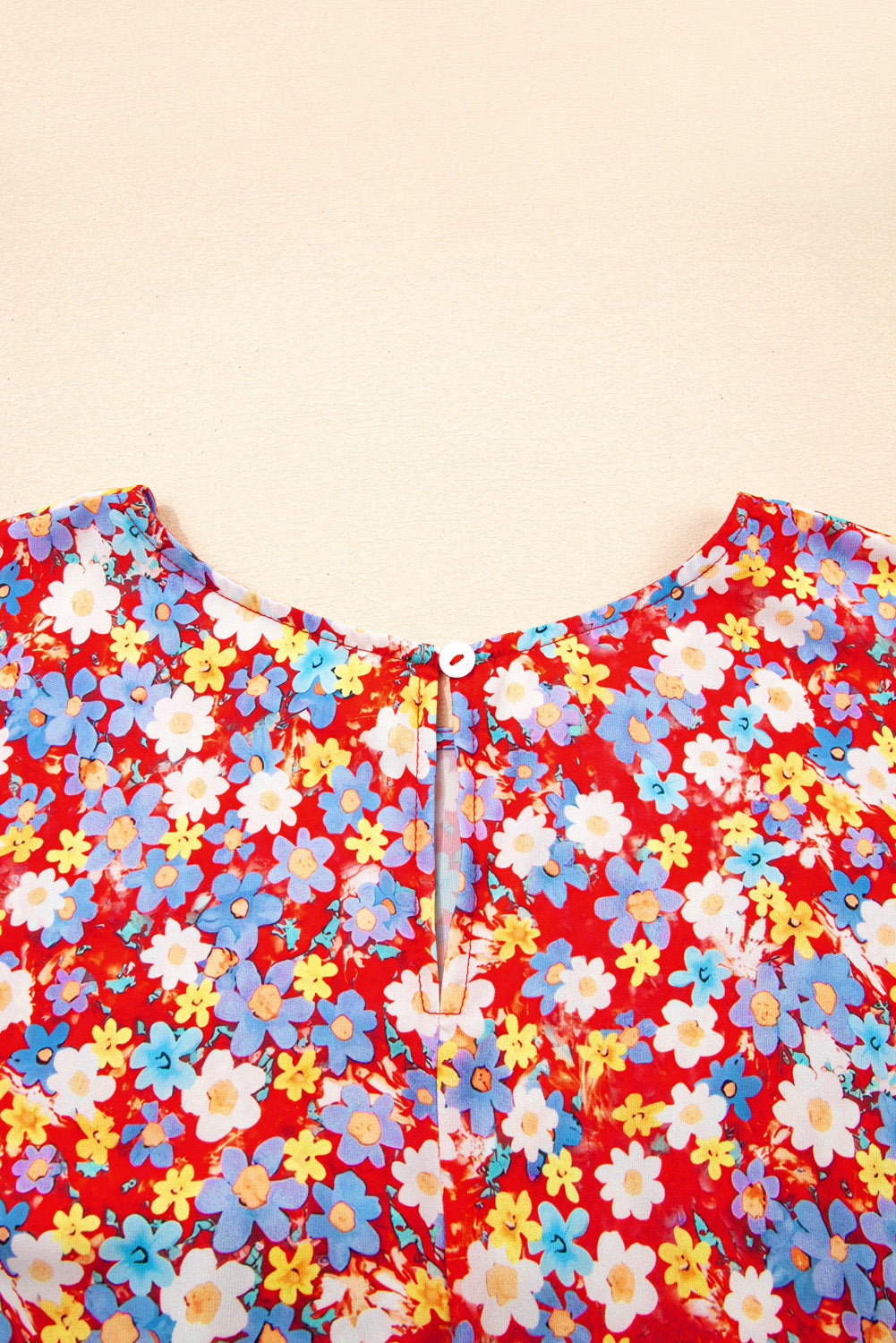 Curve Red Dainty Flower Printed Short Sleeve Shift Dress