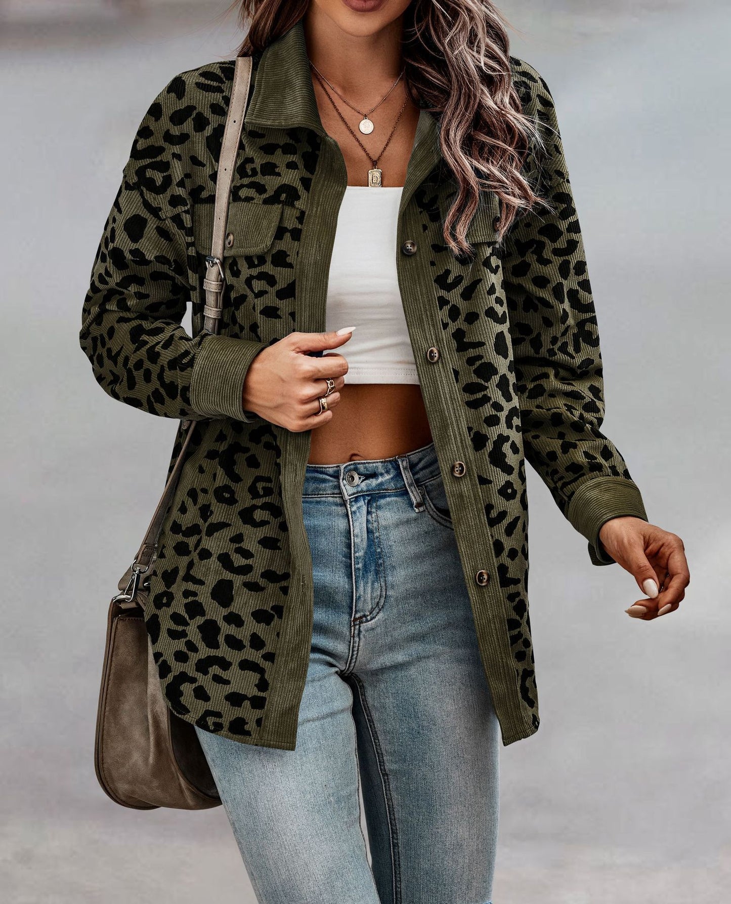 Leopard Print Button Up Jacket