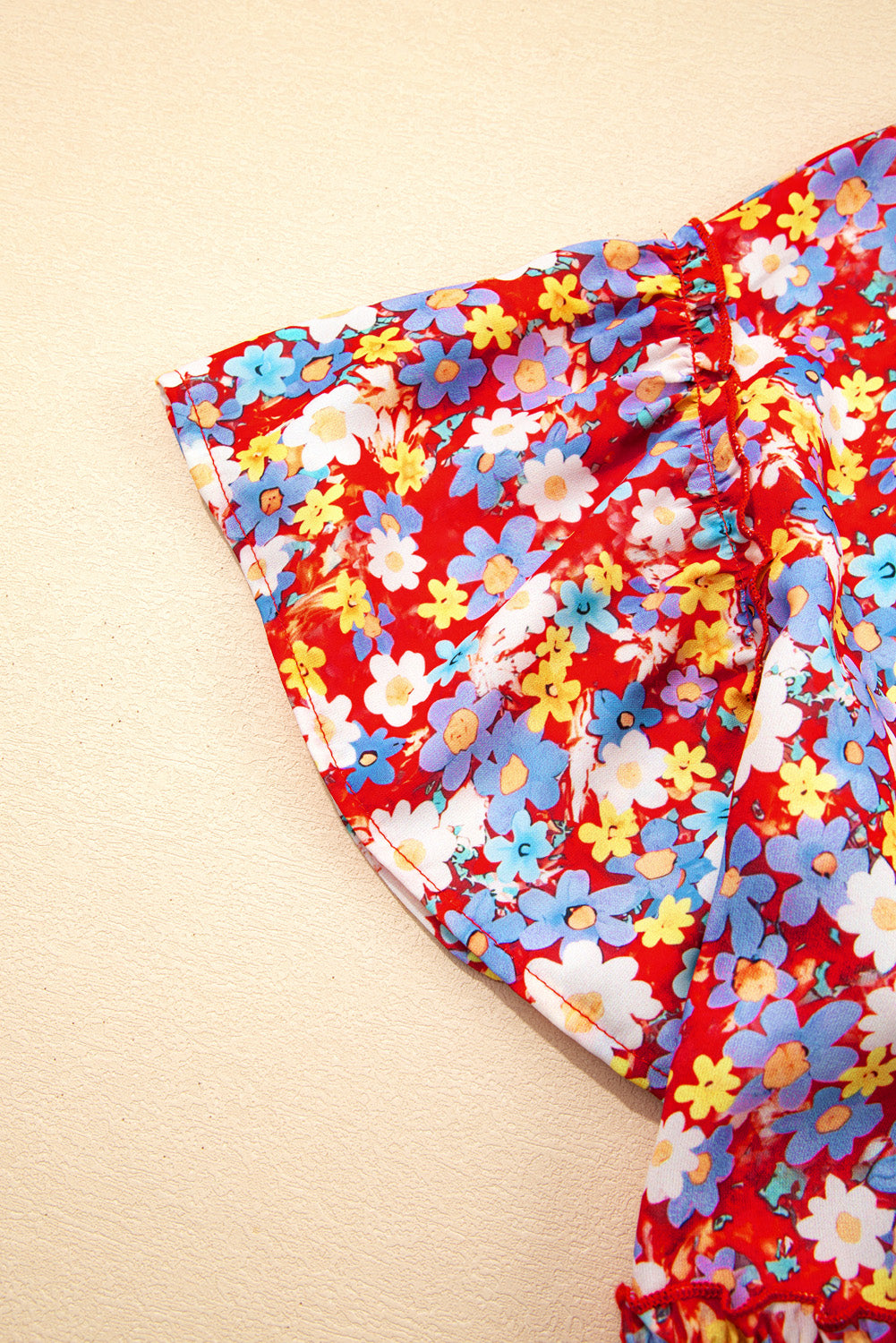 Curve Red Dainty Flower Printed Short Sleeve Shift Dress