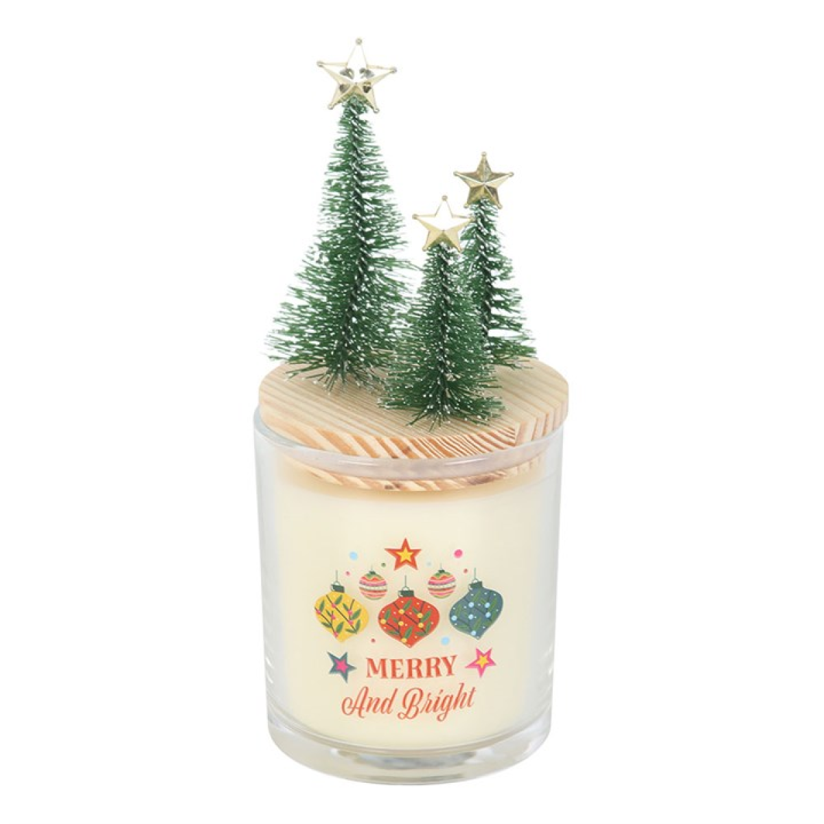 Merry and Bright Bauble Cinnamon & Spice Glass Candle with Tree