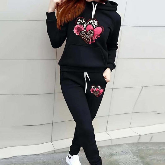Heart Print Casual Tracksuit