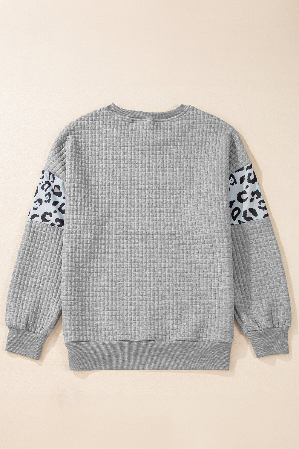 Leopard Quilted Patchwork Crew Neck Sweatshirt