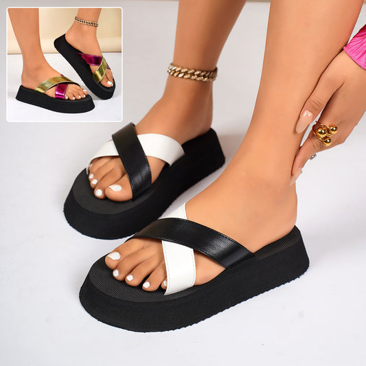 Crossed-strapped Thick Bottom Sandals