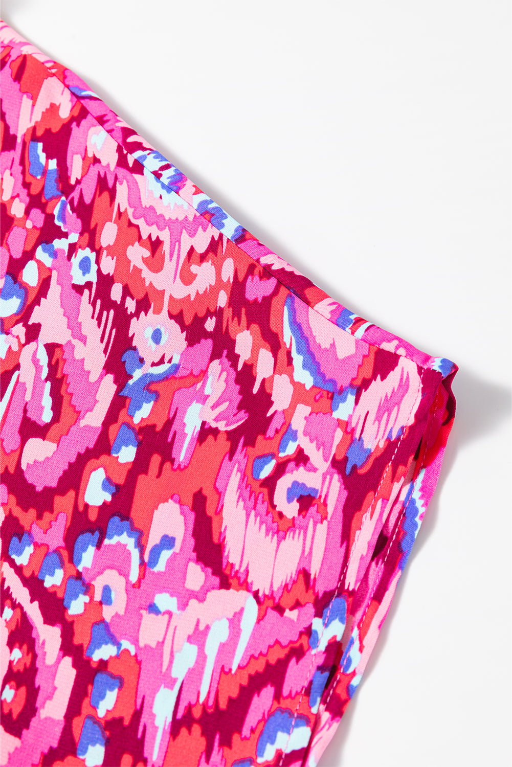 Abstract Print V Neck Half Sleeve Loose Fit Tunic Blouse