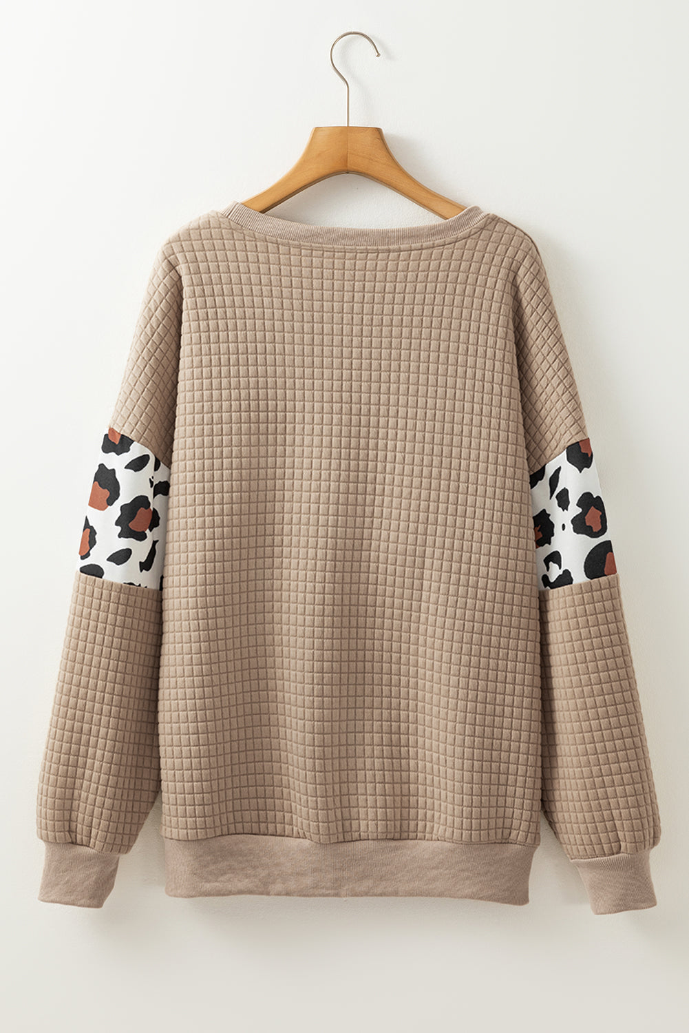 Leopard Quilted Patchwork Crew Neck Sweatshirt