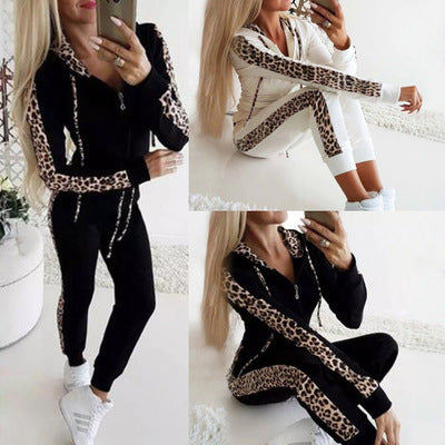 Leopard print Striped Jogger Set