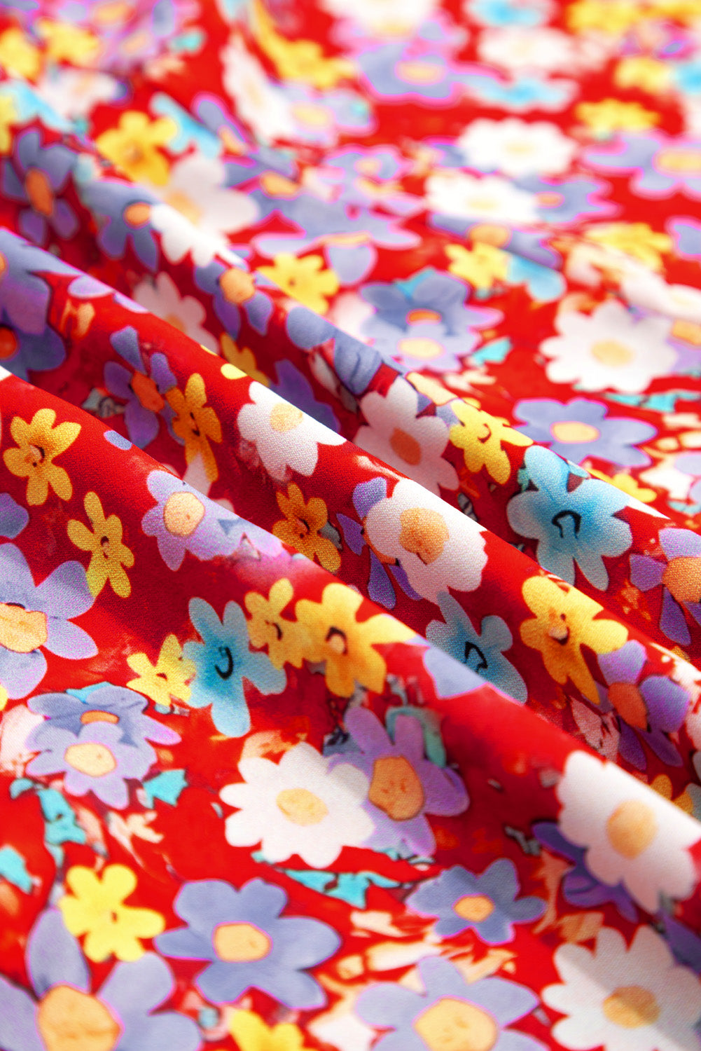 Curve Red Dainty Flower Printed Short Sleeve Shift Dress