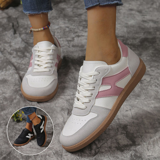Colorblock Lace-up Round Trainers