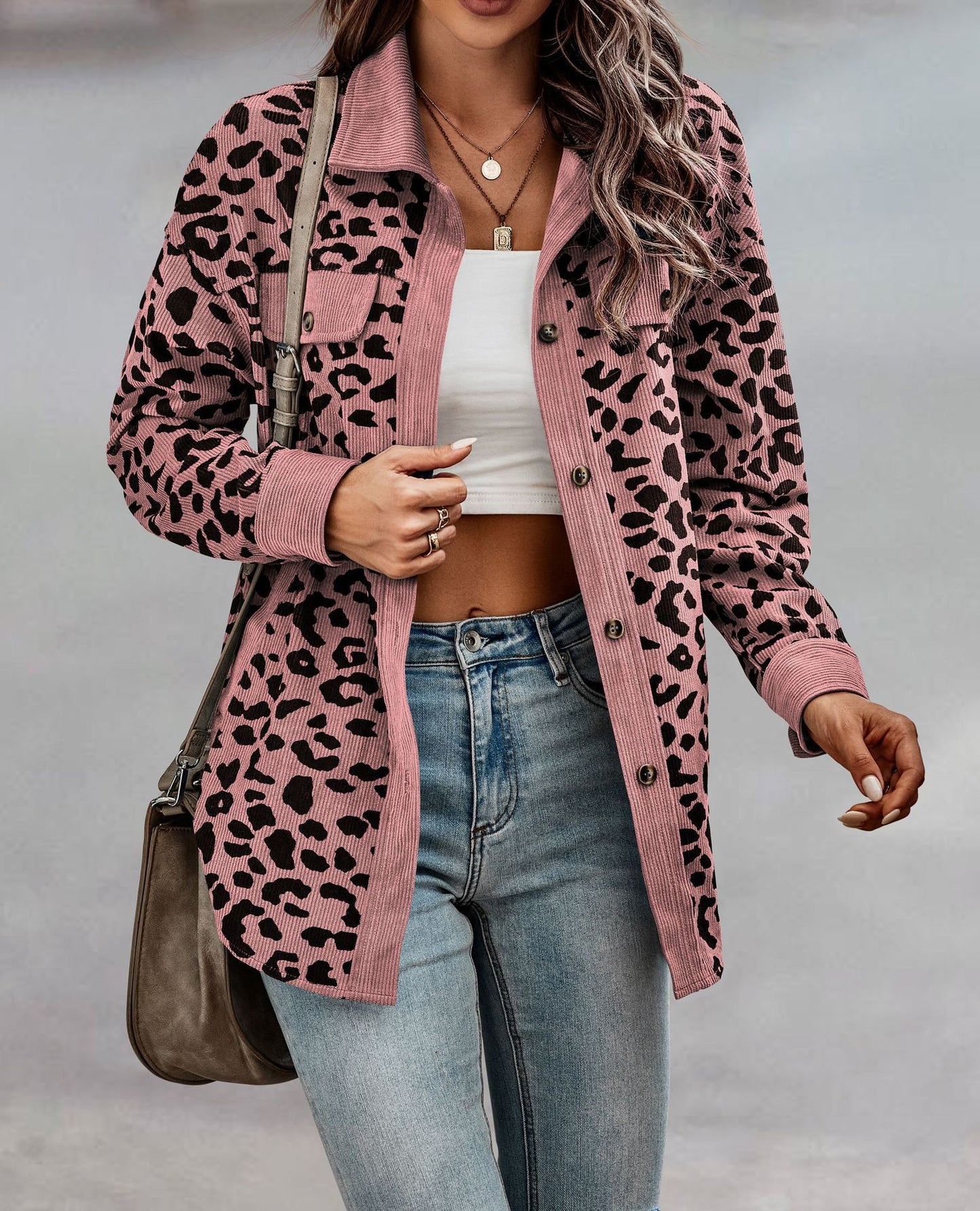 Leopard Print Button Up Jacket
